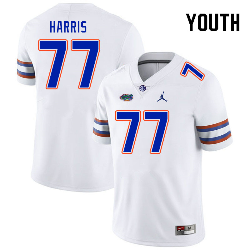 Youth #77 Knijeah Harris Florida Gators College Football Jerseys Stitched Sale-White - Click Image to Close